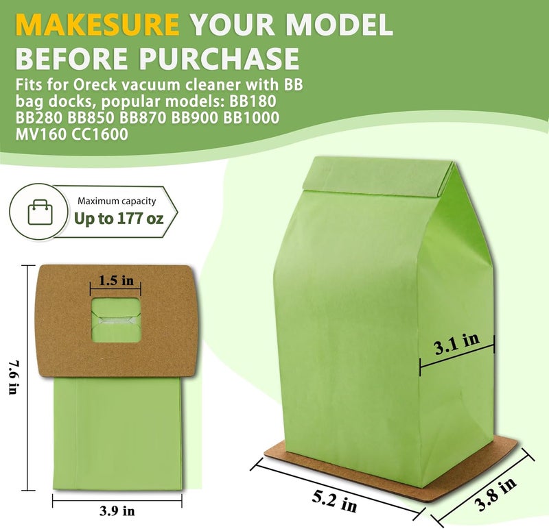 Funmit PKBB12DW Type BB Compact Canister Vacuum Bags Replacement for Oreck XL Buster B Canister Handheld Vacuum Cleaner BB180 BB280 BB850 BB870 BB900 BB1000 MV160 CC1600, 10 Pack - Image 3